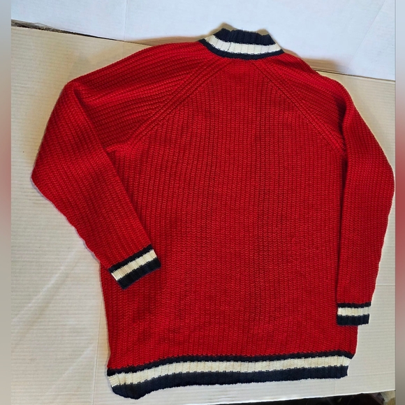 Ten-Sixty Ben Sherman Buttonless Cardigan Womans Small Red Blue White - Picture 2 of 5